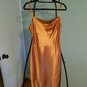 Silk copper midi dress
